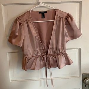 Shiny Front Tye Cropped Top